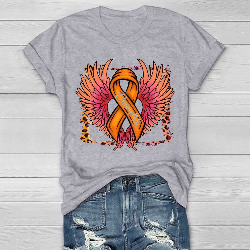 Cure Ms Orange Ribbon Wings Healthwear T-shirt