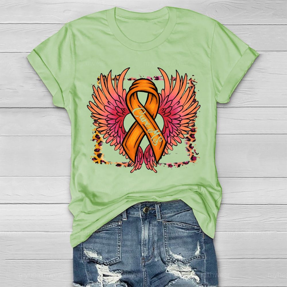 Cure Ms Orange Ribbon Wings Healthwear T-shirt
