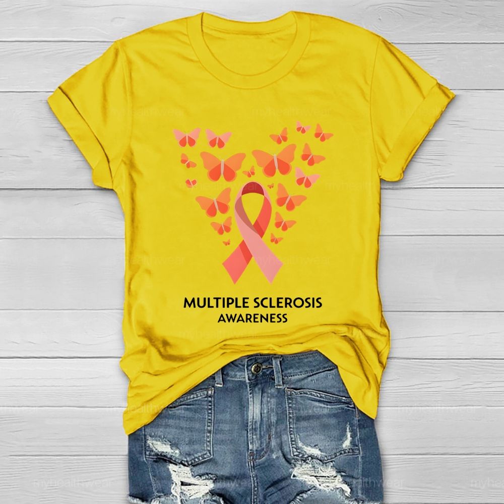 Multiple Sclerosis Awareness Orange Ribbon Butterfly Healthwear T-shirt