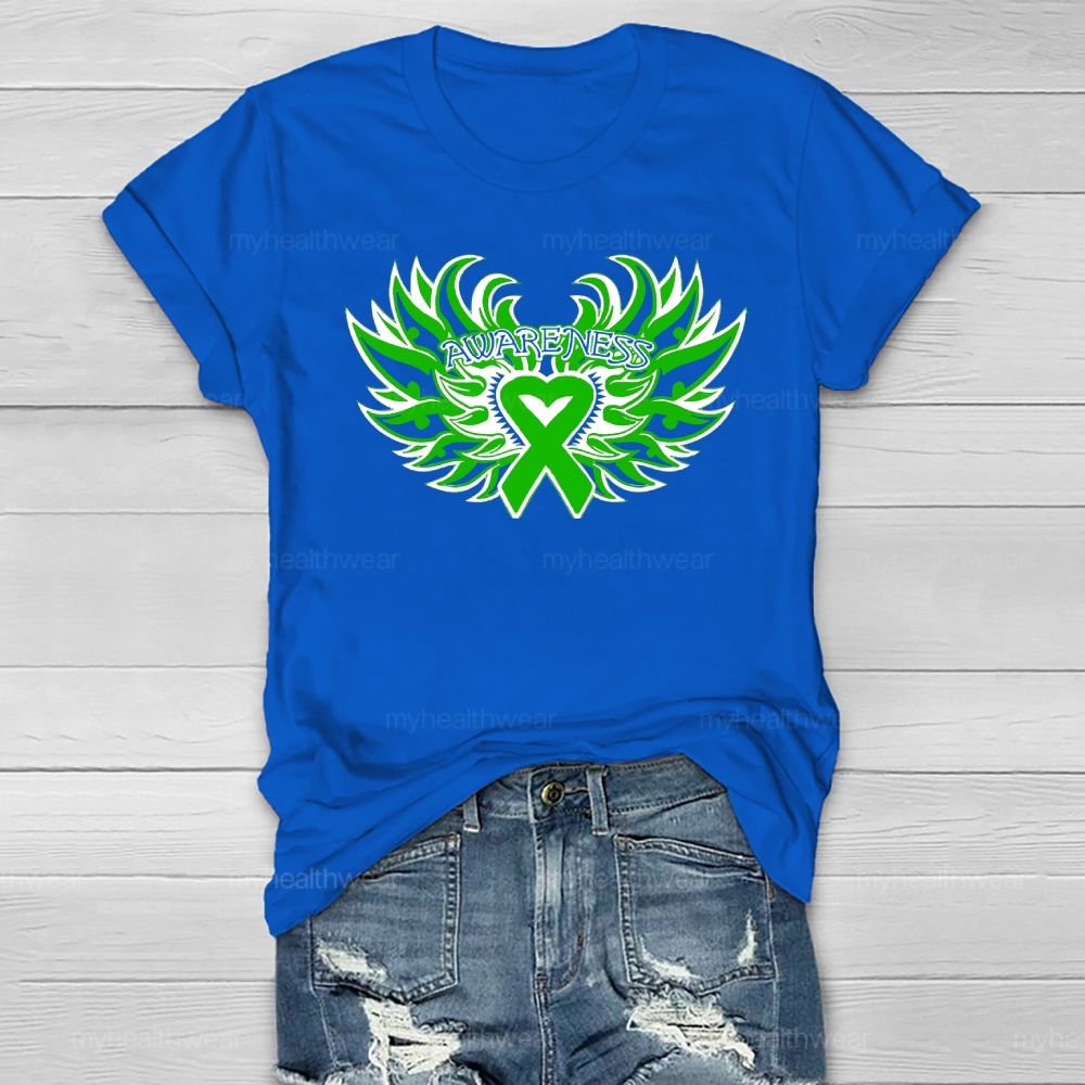 Green Ribbon Awareness Wings Heart Healthwear T-shirt
