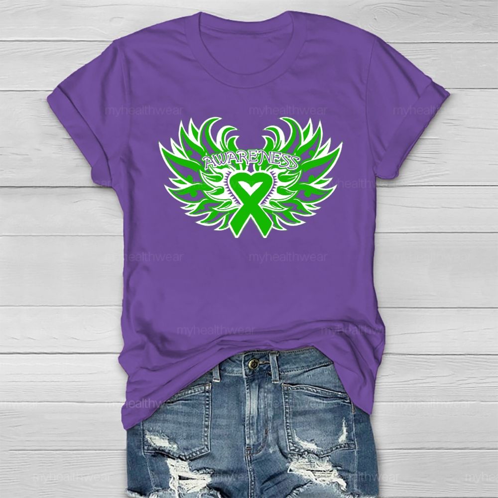 Green Ribbon Awareness Wings Heart Healthwear T-shirt