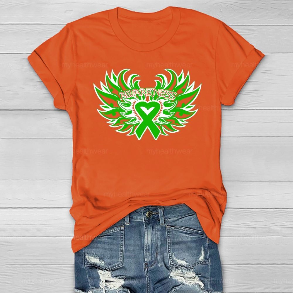 Green Ribbon Awareness Wings Heart Healthwear T-shirt