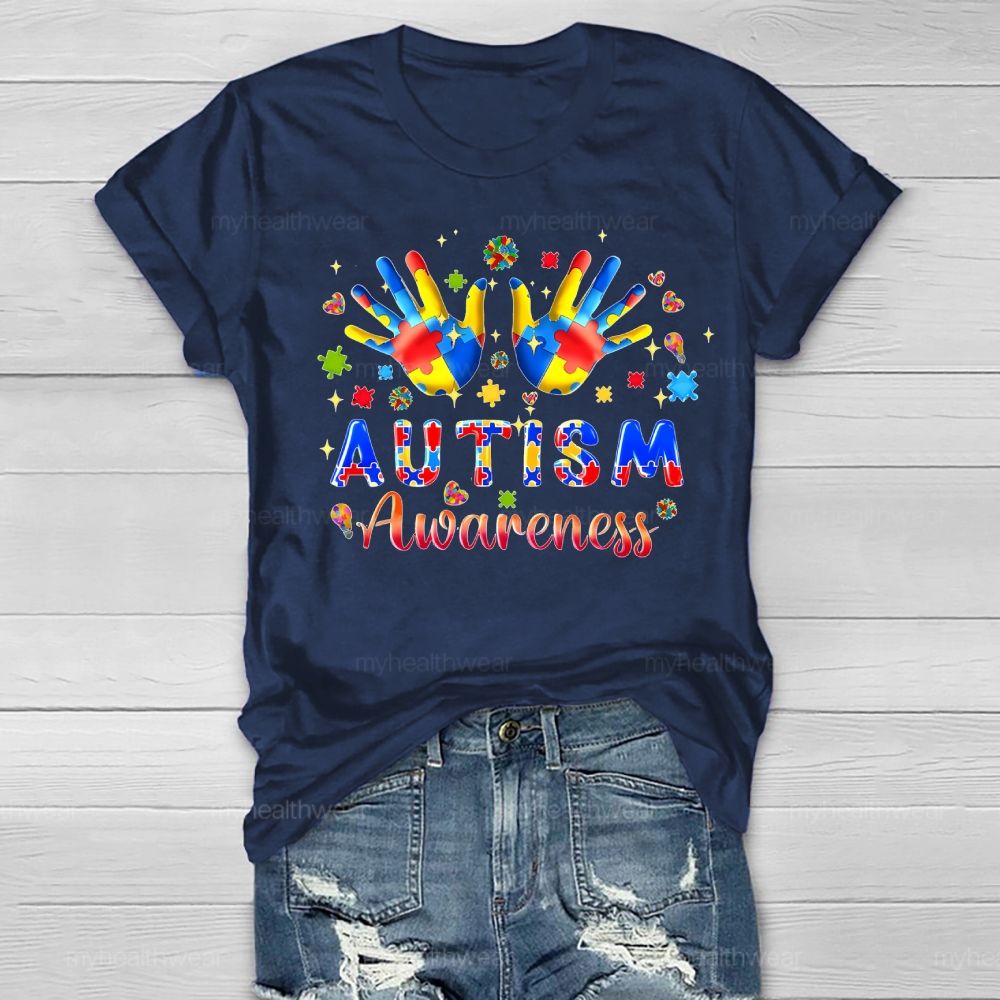 Autism Awareness Puzzle Piece Hand Healthwear T-shirt