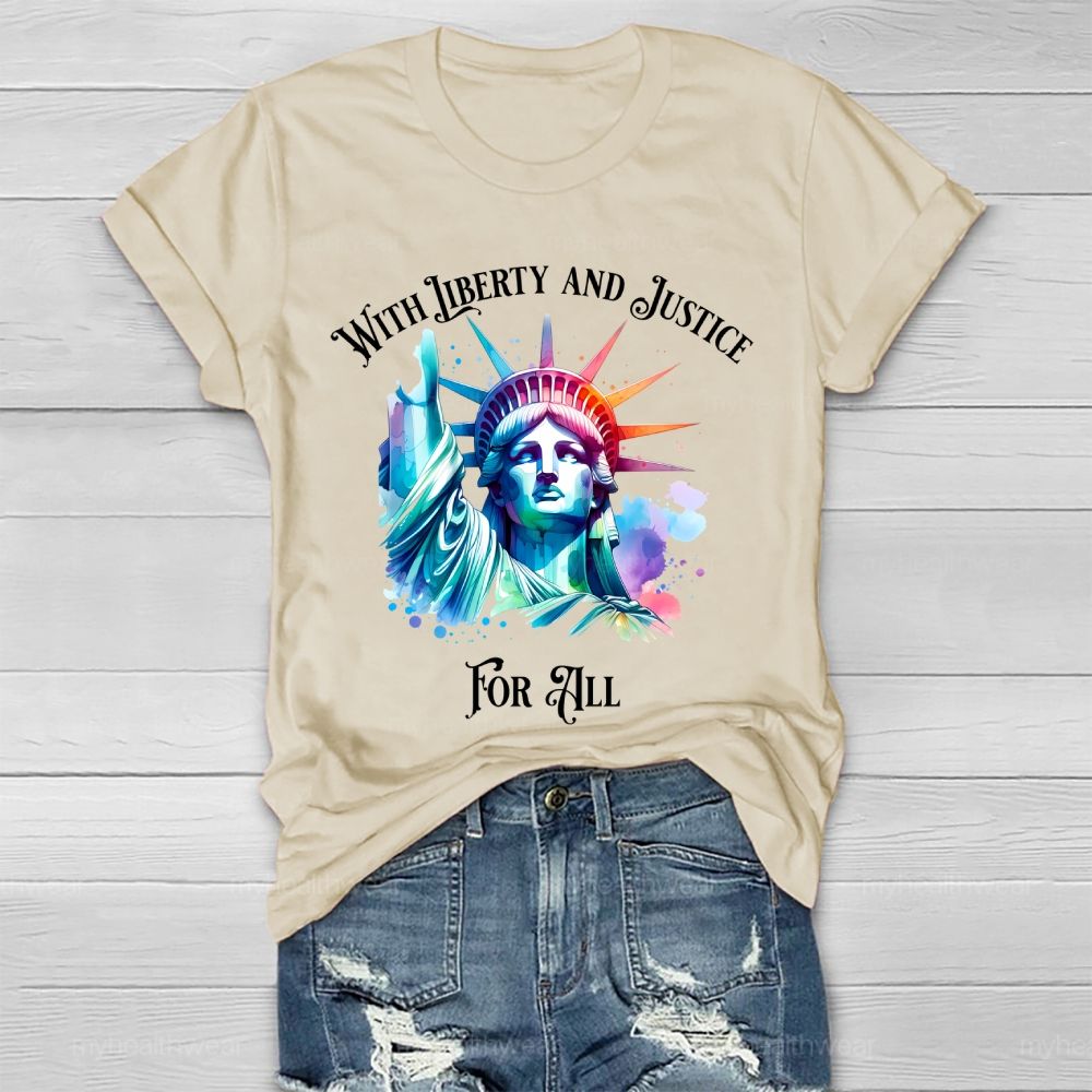 With Liberty And Justice For All   Healthwear T-shirt