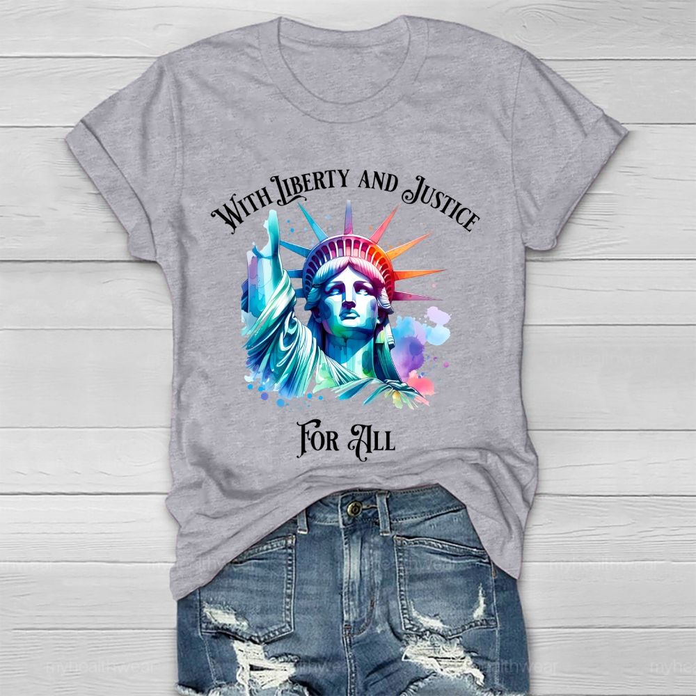 With Liberty And Justice For All   Healthwear T-shirt
