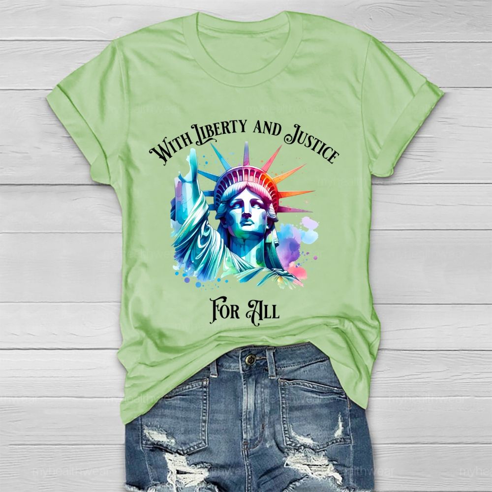 With Liberty And Justice For All   Healthwear T-shirt