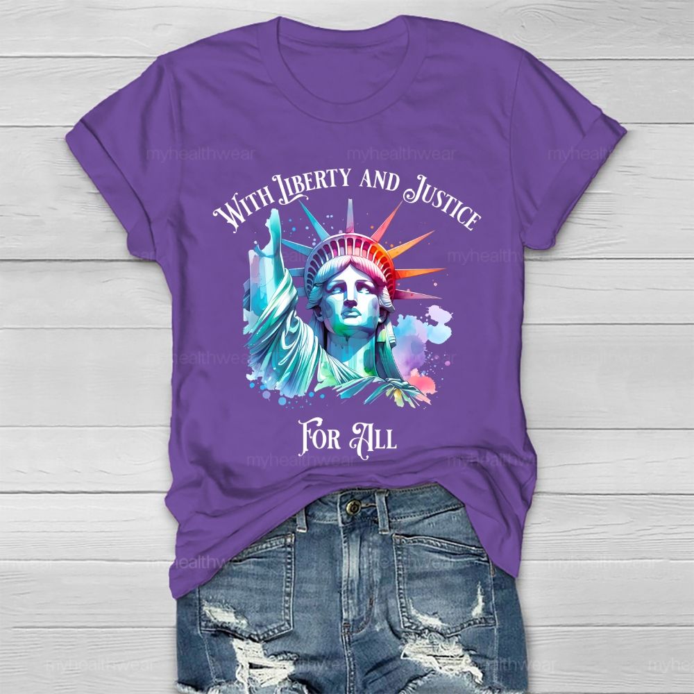With Liberty And Justice For All   Healthwear T-shirt