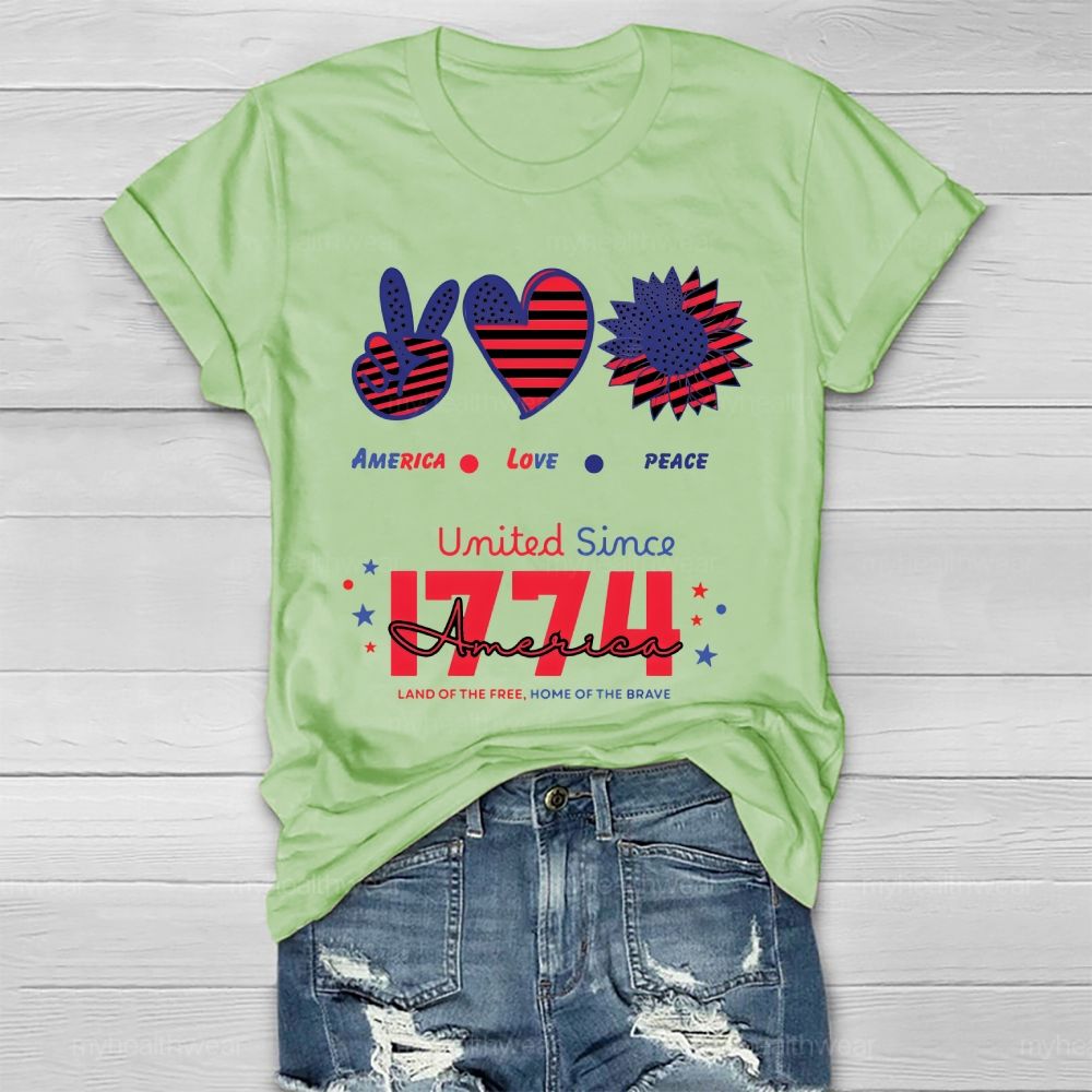 America Love  Peace Healthwear T-shirt