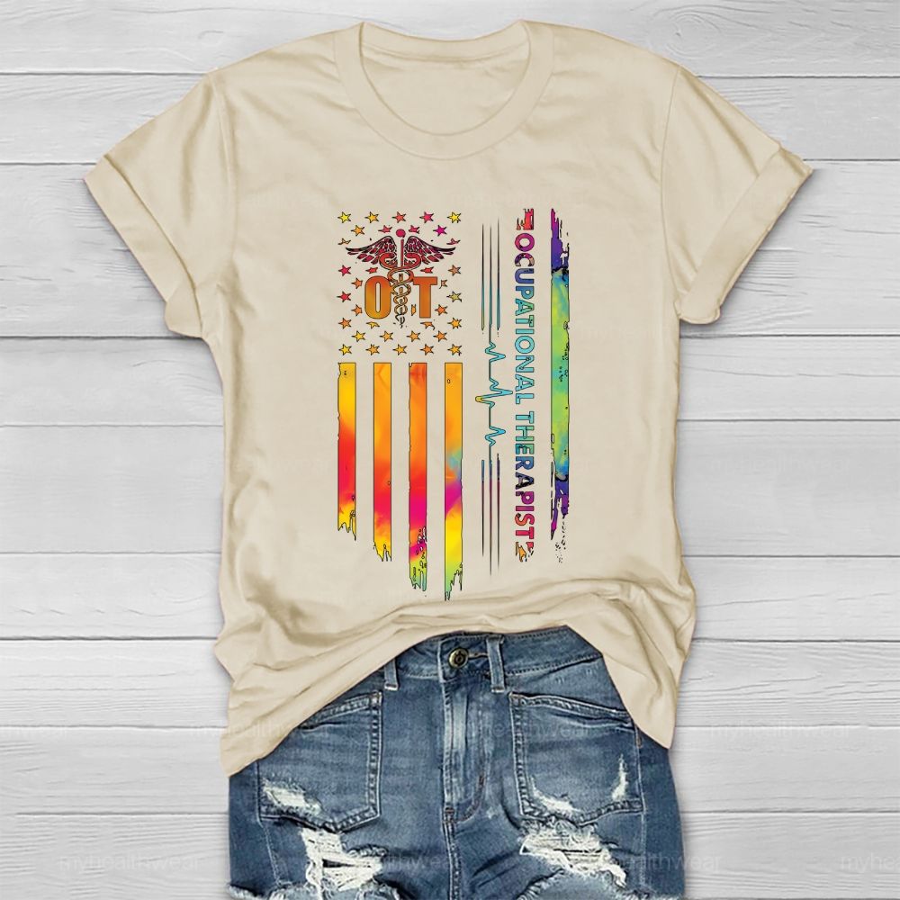 Occupational Therapist Flag Healthwear T-shirt