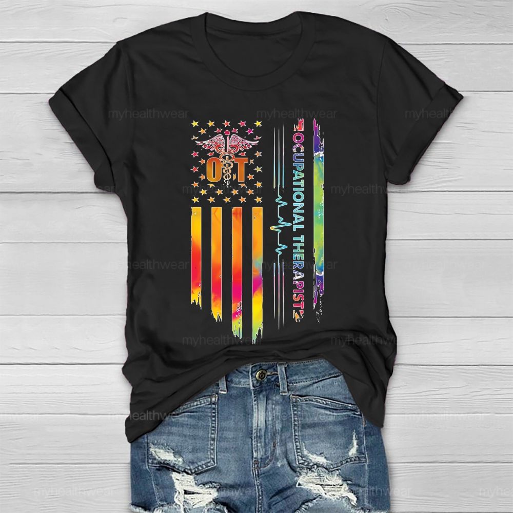 Occupational Therapist Flag Healthwear T-shirt