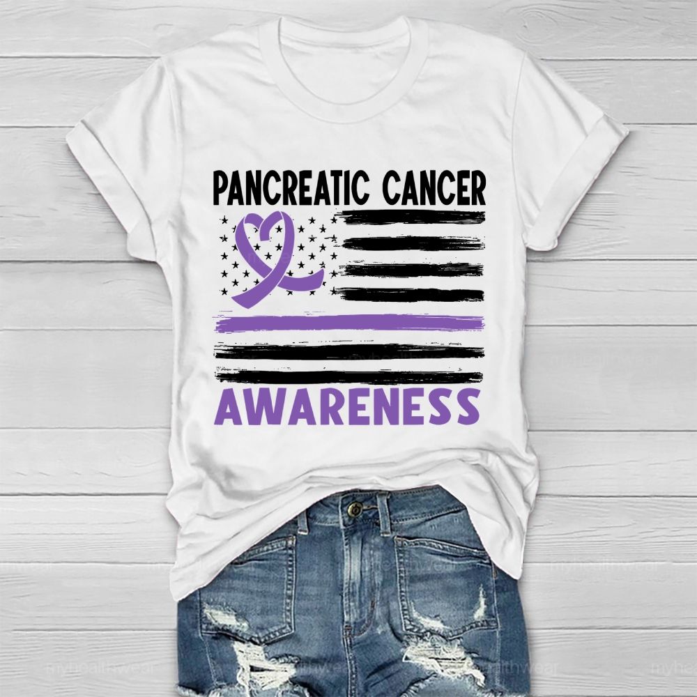 Pancreatic Cancer Awareness Flag  Healthwear T-shirt