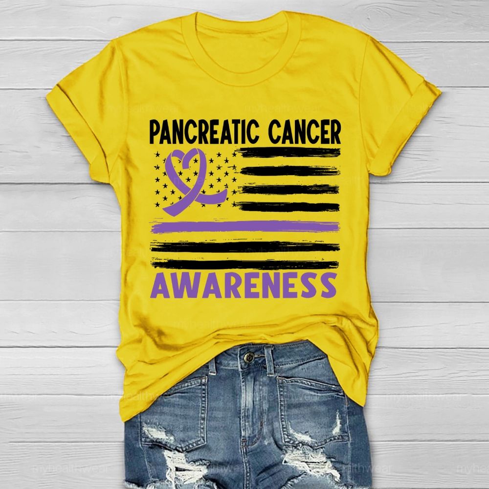 Pancreatic Cancer Awareness Flag  Healthwear T-shirt