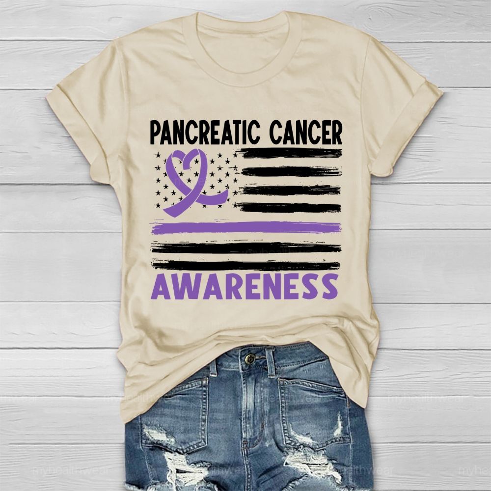Pancreatic Cancer Awareness Flag  Healthwear T-shirt