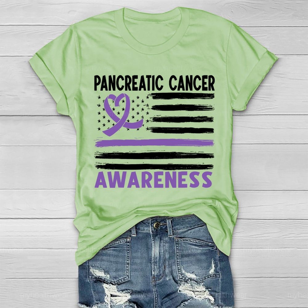 Pancreatic Cancer Awareness Flag  Healthwear T-shirt