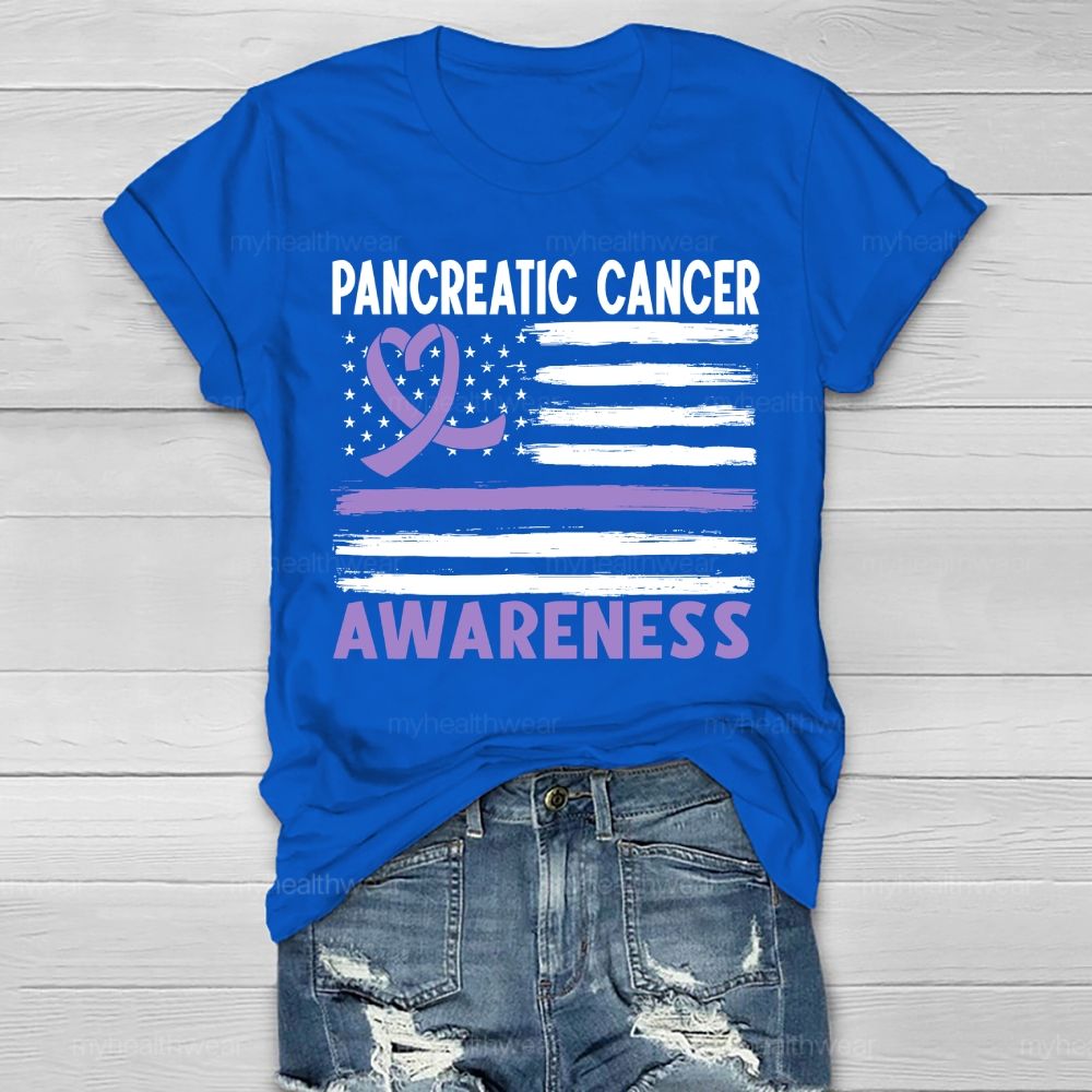 Pancreatic Cancer Awareness Flag  Healthwear T-shirt