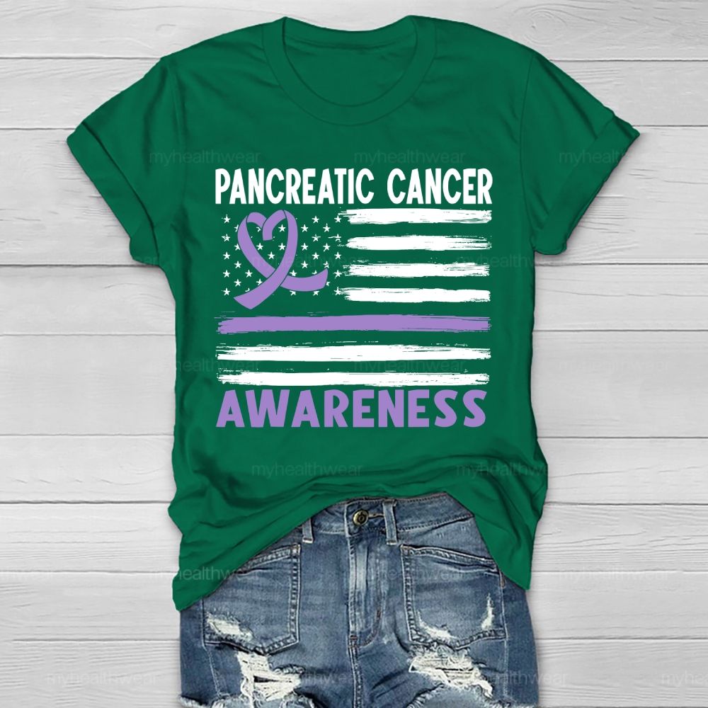 Pancreatic Cancer Awareness Flag  Healthwear T-shirt