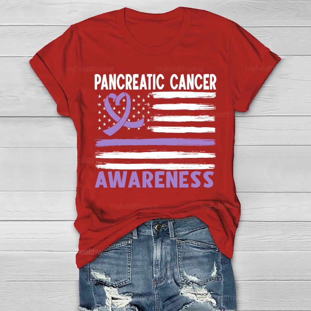 Pancreatic Cancer Awareness Flag  Healthwear T-shirt