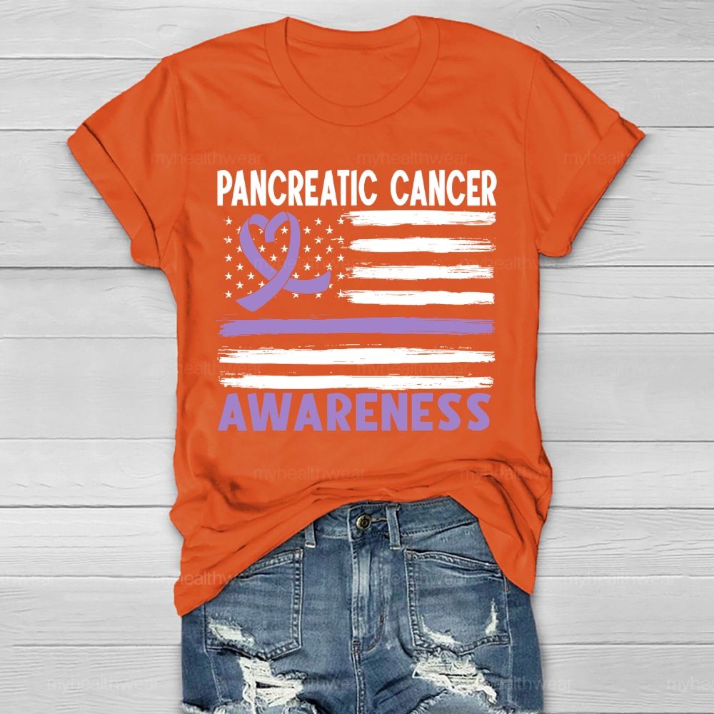 Pancreatic Cancer Awareness Flag  Healthwear T-shirt