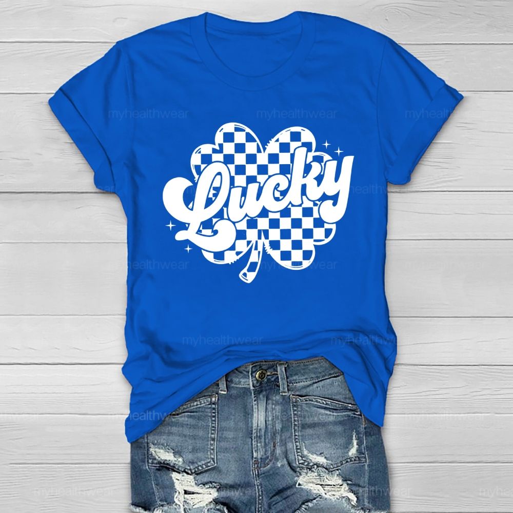 Lucky Clover Plaid Pattern Healthwear T-shirt