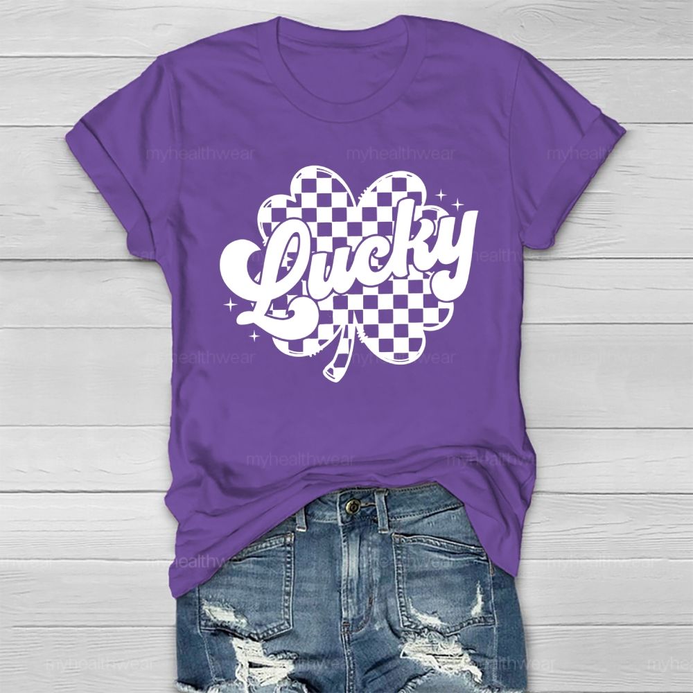 Lucky Clover Plaid Pattern Healthwear T-shirt