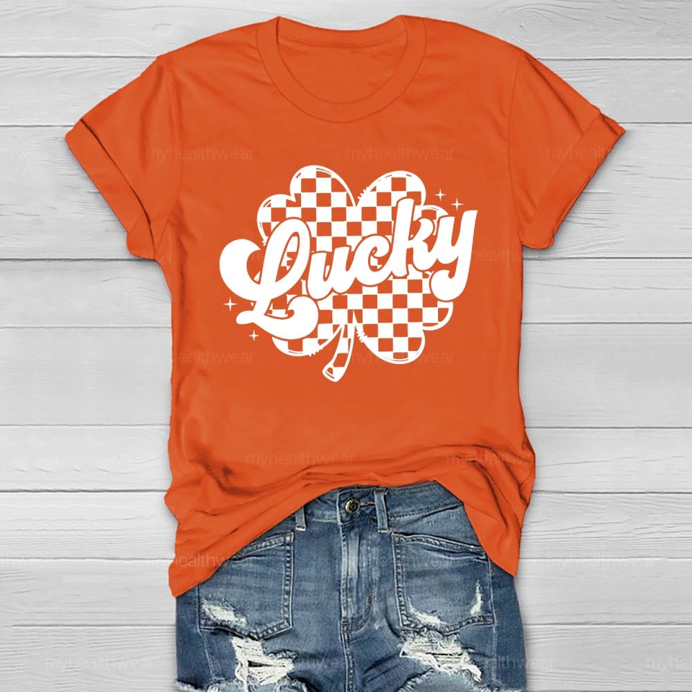 Lucky Clover Plaid Pattern Healthwear T-shirt