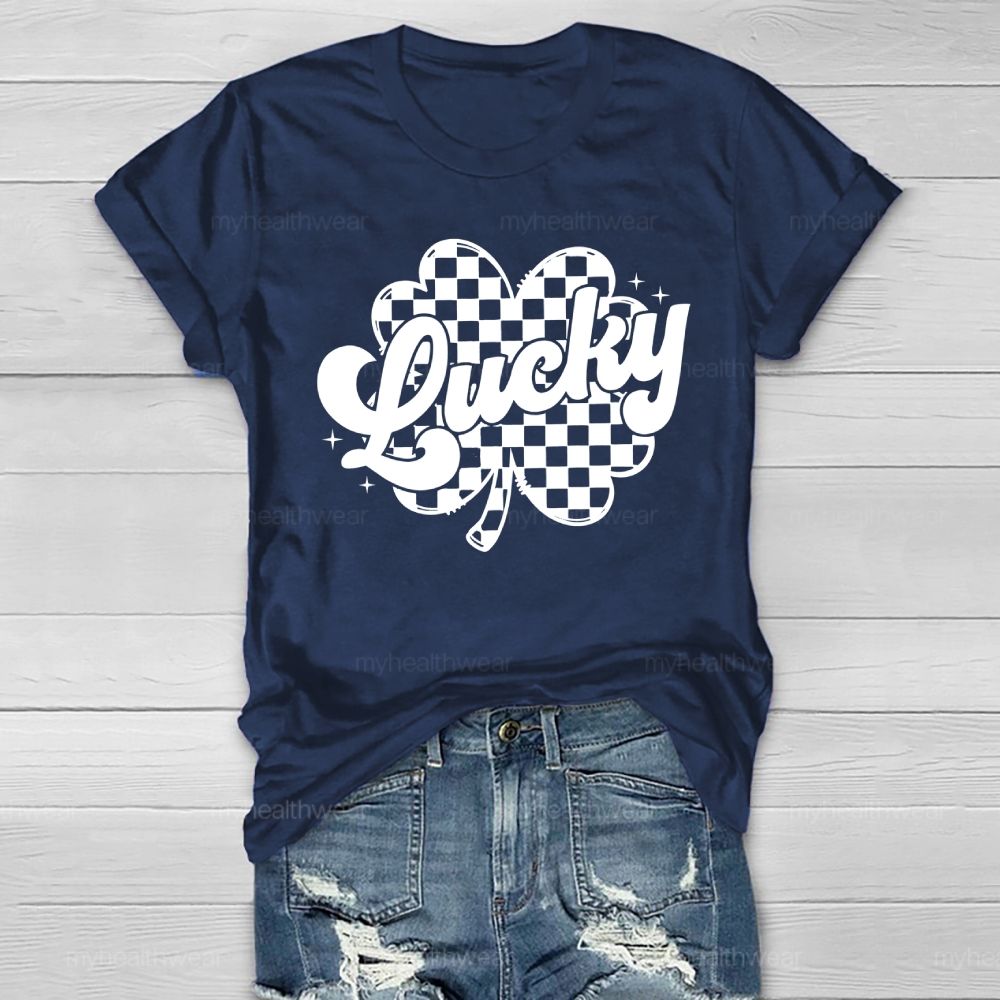Lucky Clover Plaid Pattern Healthwear T-shirt