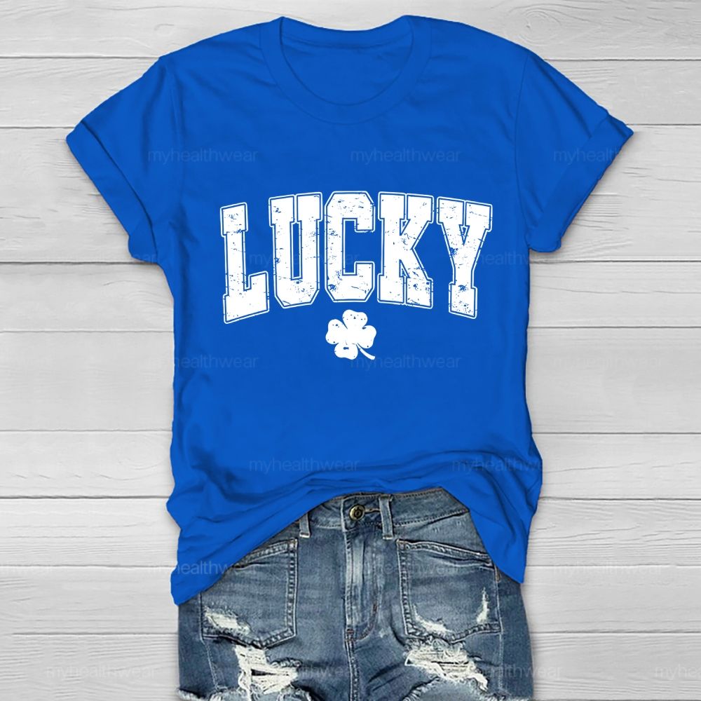 Luck Four-Leaf Clover Letter Healthwear T-shirt