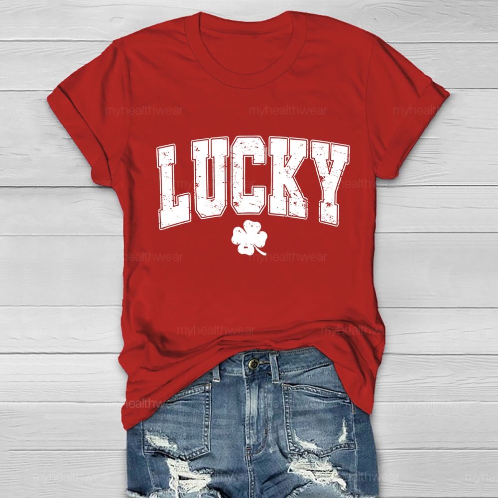 Luck Four-Leaf Clover Letter Healthwear T-shirt