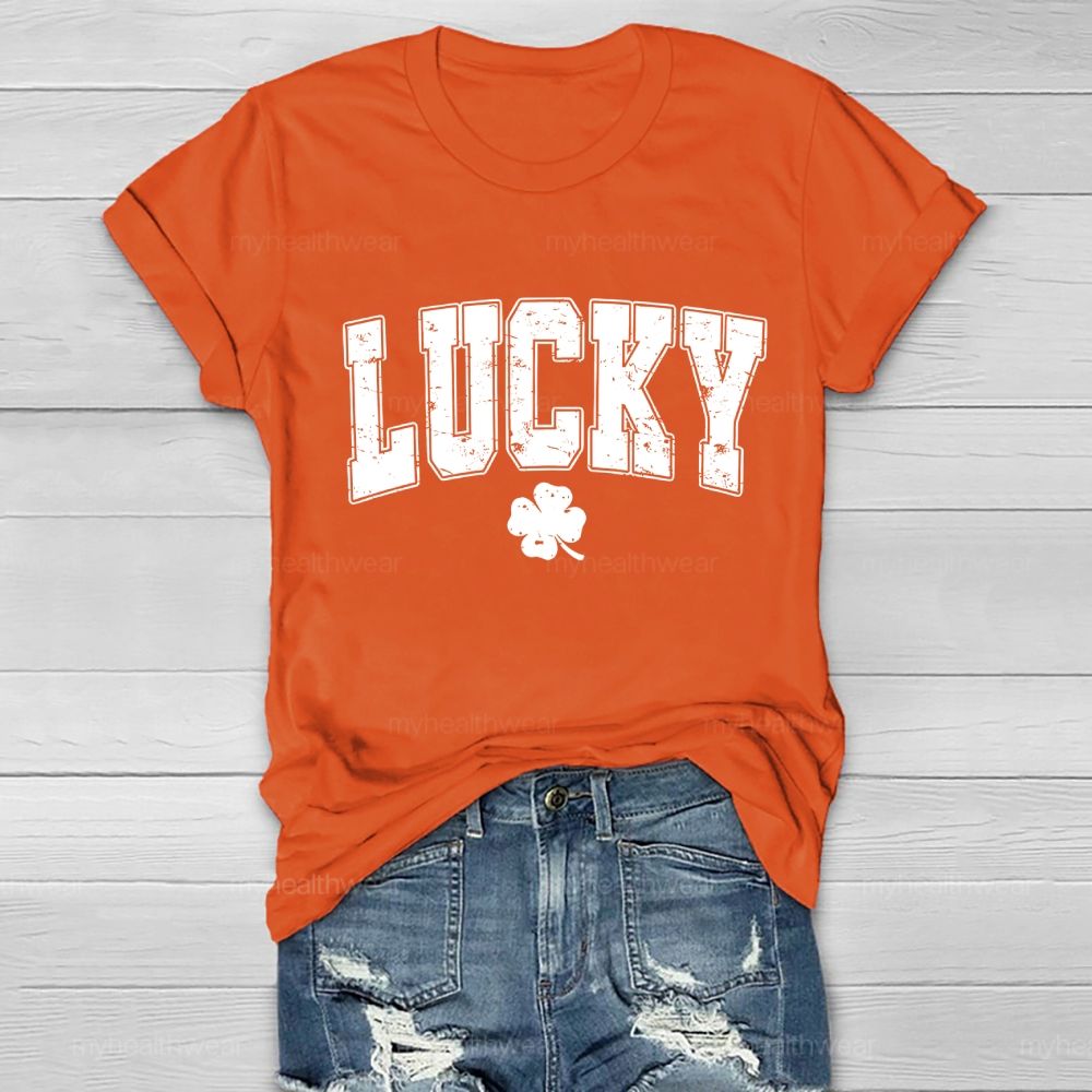 Luck Four-Leaf Clover Letter Healthwear T-shirt