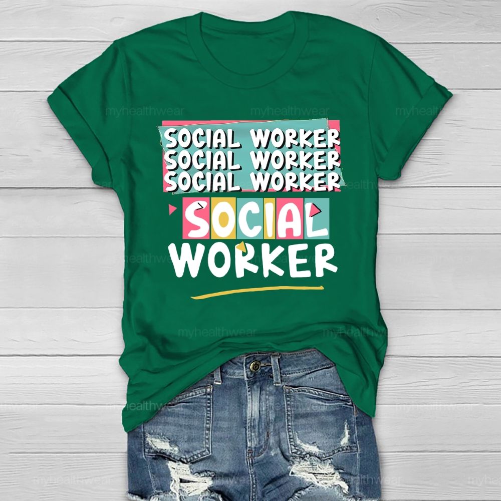 Social Worker Colorful Blocks Healthwear T-shirt