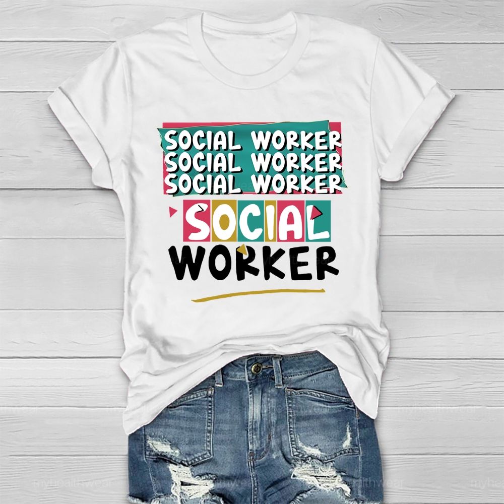 Social Worker Colorful Blocks Healthwear T-shirt