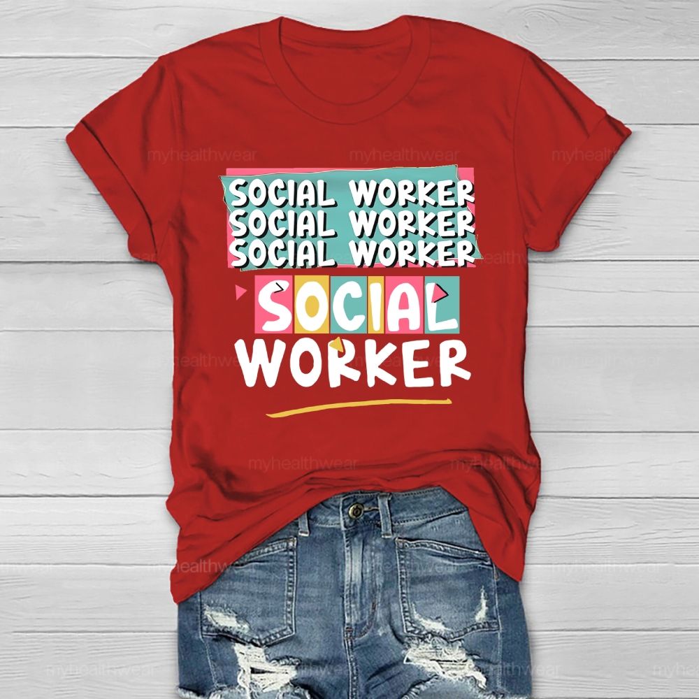 Social Worker Colorful Blocks Healthwear T-shirt