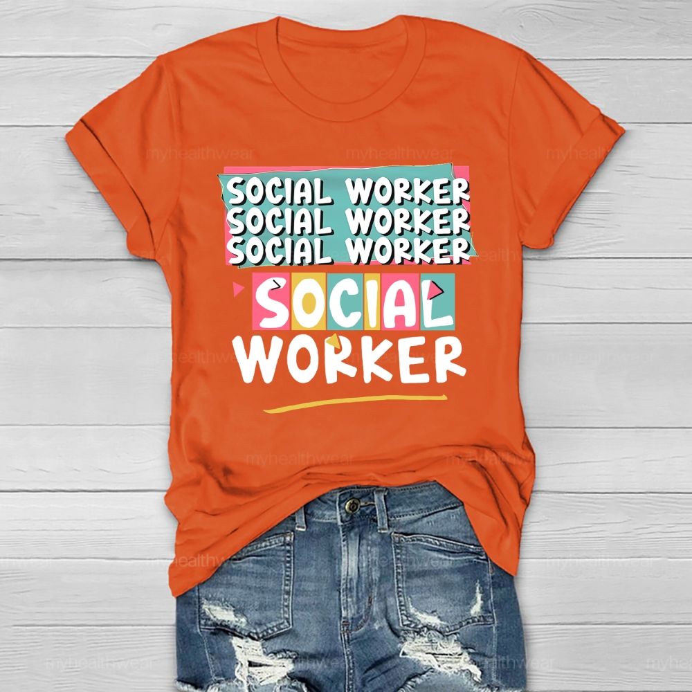 Social Worker Colorful Blocks Healthwear T-shirt