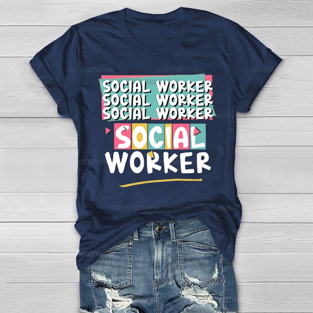 Social Worker Colorful Blocks Healthwear T-shirt