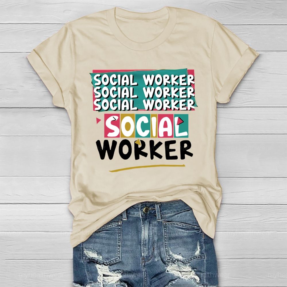 Social Worker Colorful Blocks Healthwear T-shirt