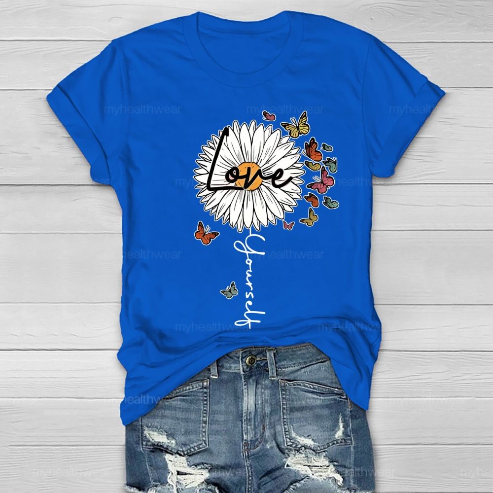Love Yourself Daisy Butterfly Healthwear T-shirt