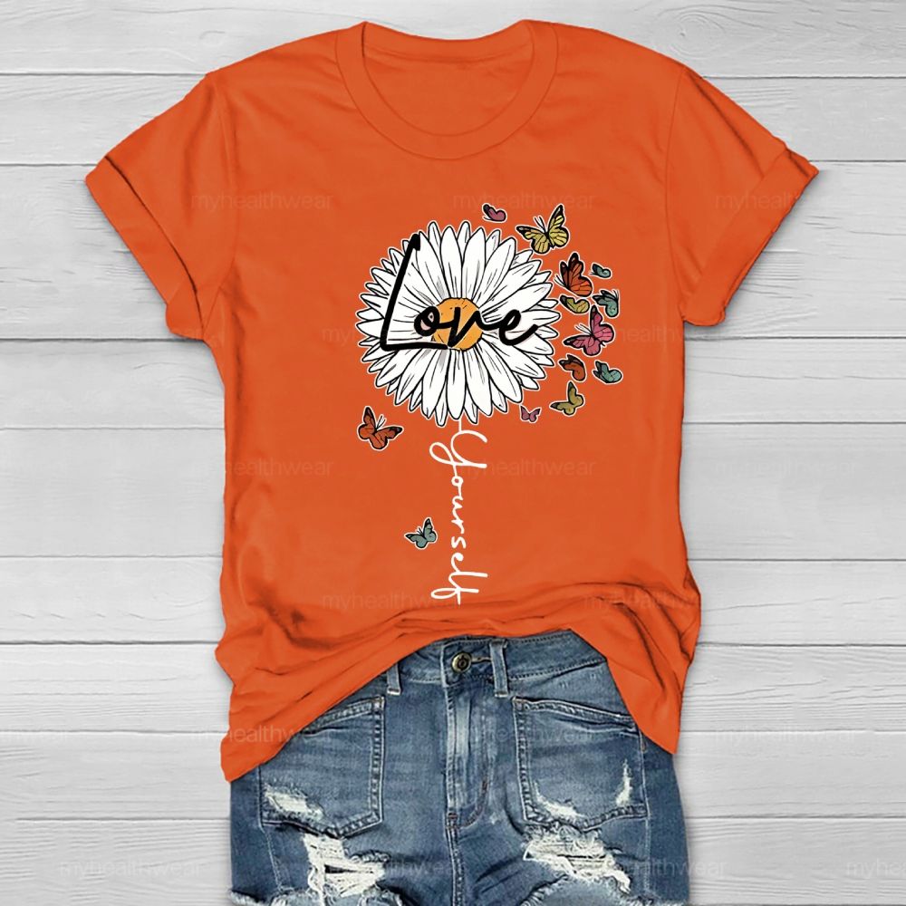 Love Yourself Daisy Butterfly Healthwear T-shirt