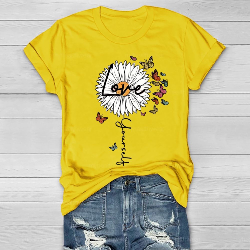 Love Yourself Daisy Butterfly Healthwear T-shirt