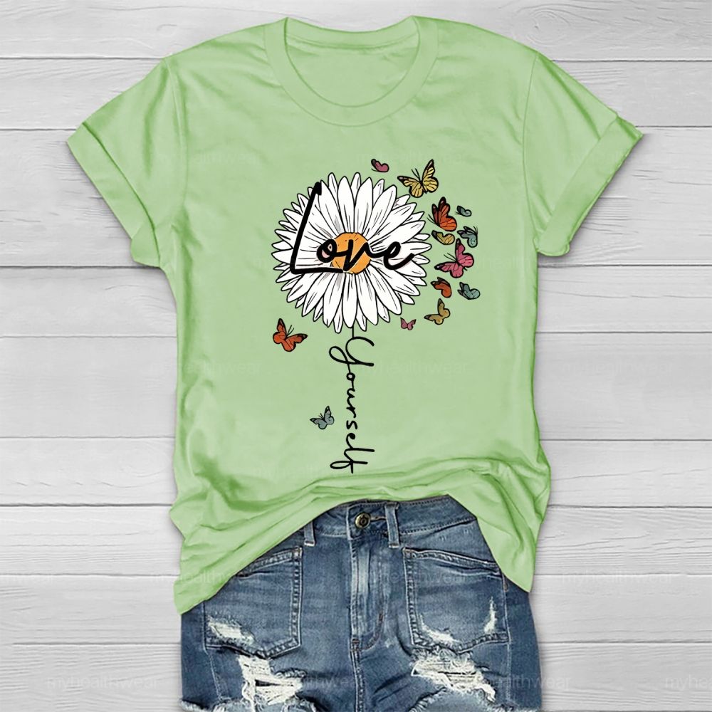 Love Yourself Daisy Butterfly Healthwear T-shirt