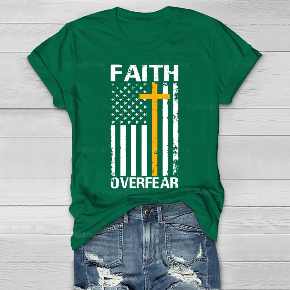 Faith Over Fear Cross Flag Healthwear T-shirt