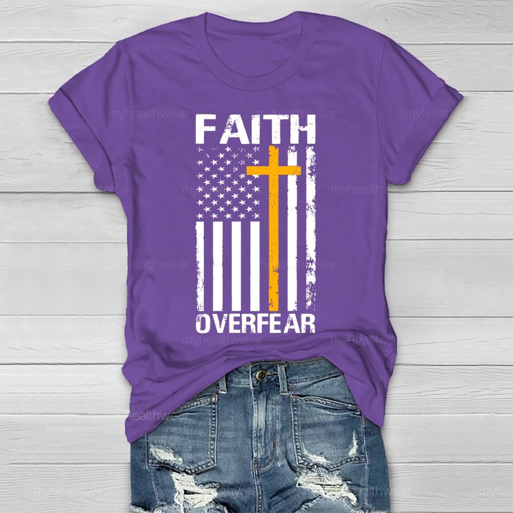 Faith Over Fear Cross Flag Healthwear T-shirt