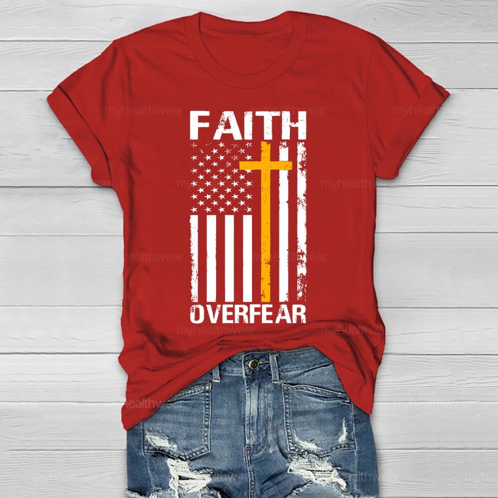 Faith Over Fear Cross Flag Healthwear T-shirt