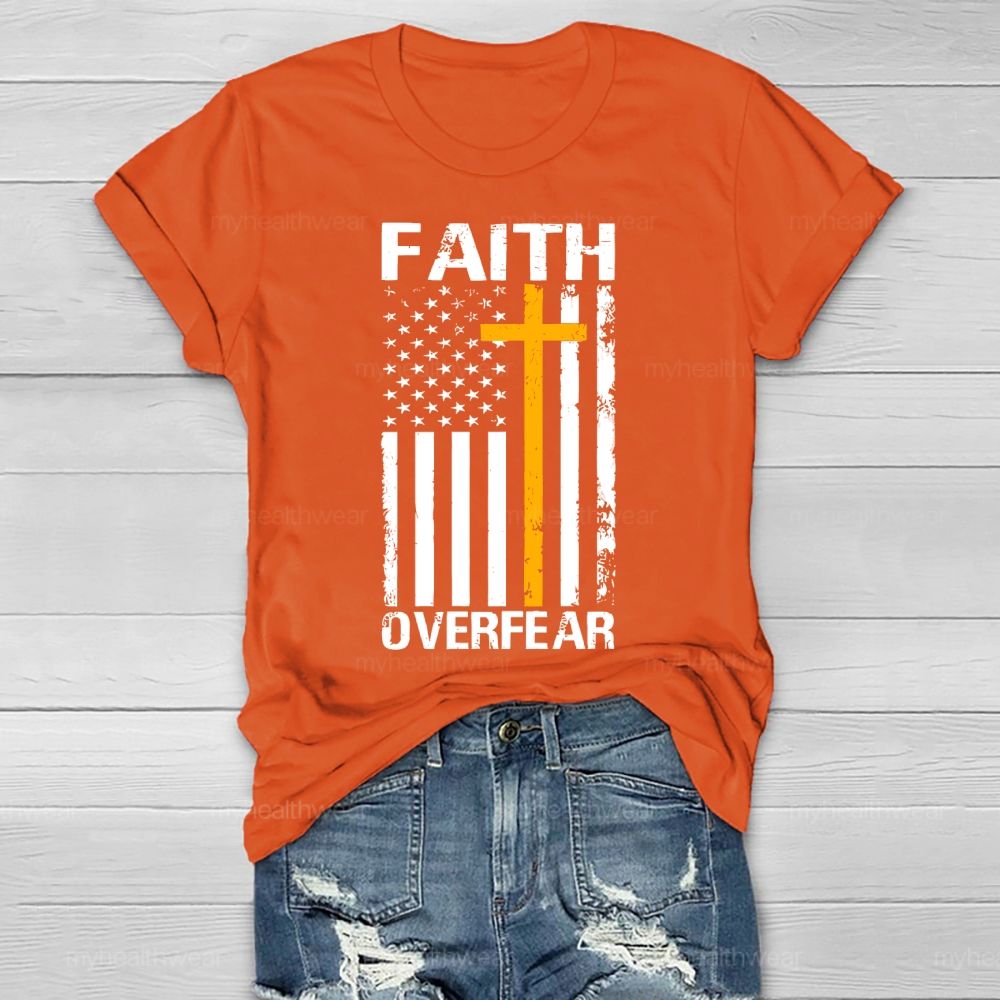 Faith Over Fear Cross Flag Healthwear T-shirt