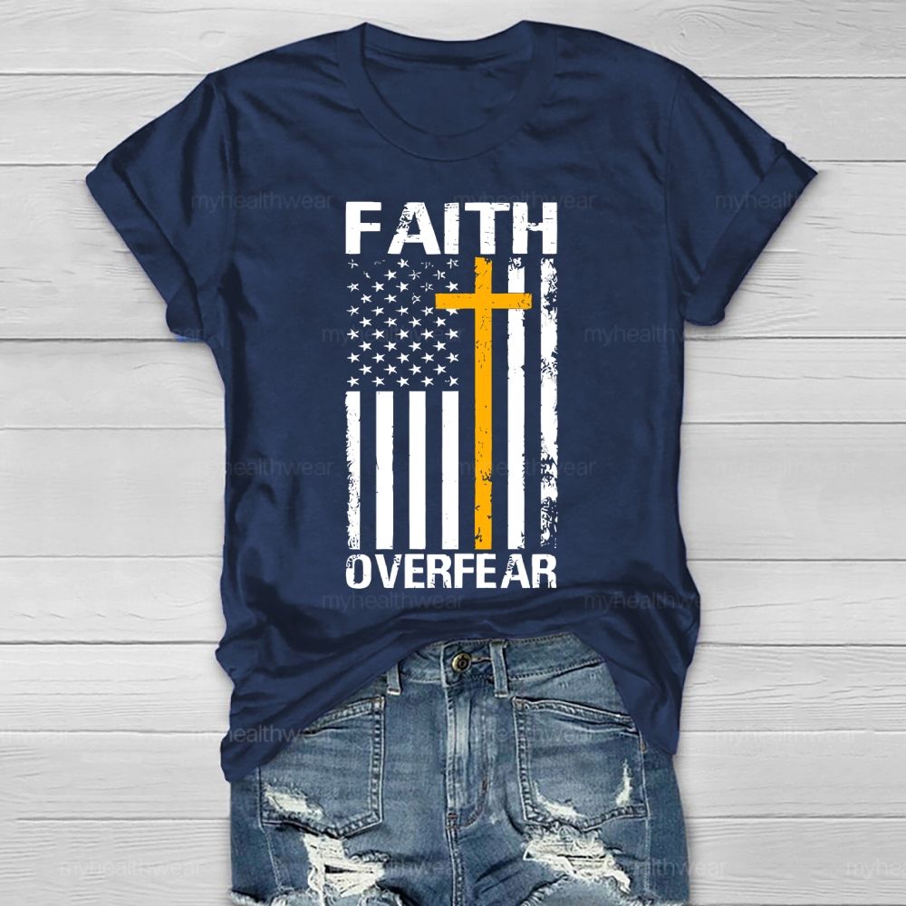 Faith Over Fear Cross Flag Healthwear T-shirt