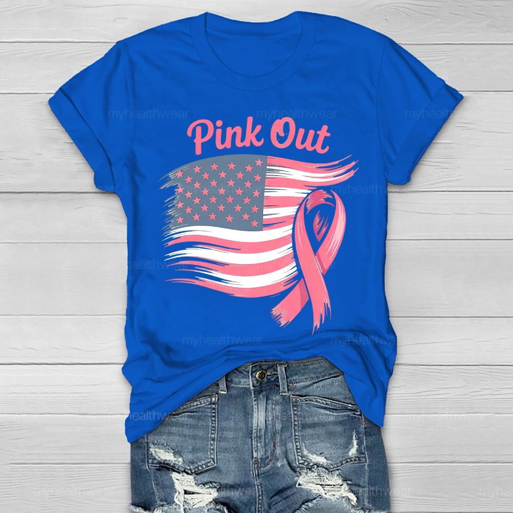 Pink Out Flag Star  Healthwear T-shirt
