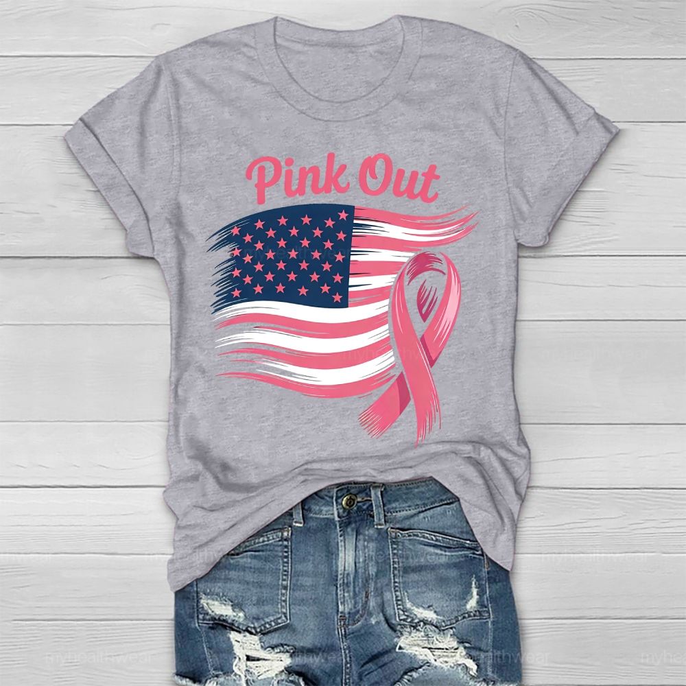 Pink Out Flag Star  Healthwear T-shirt
