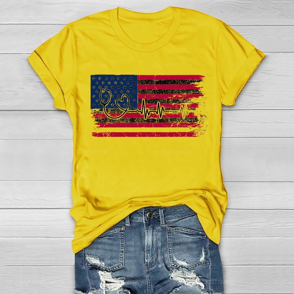 Stethoscope Flag Star Healthwear T-shirt