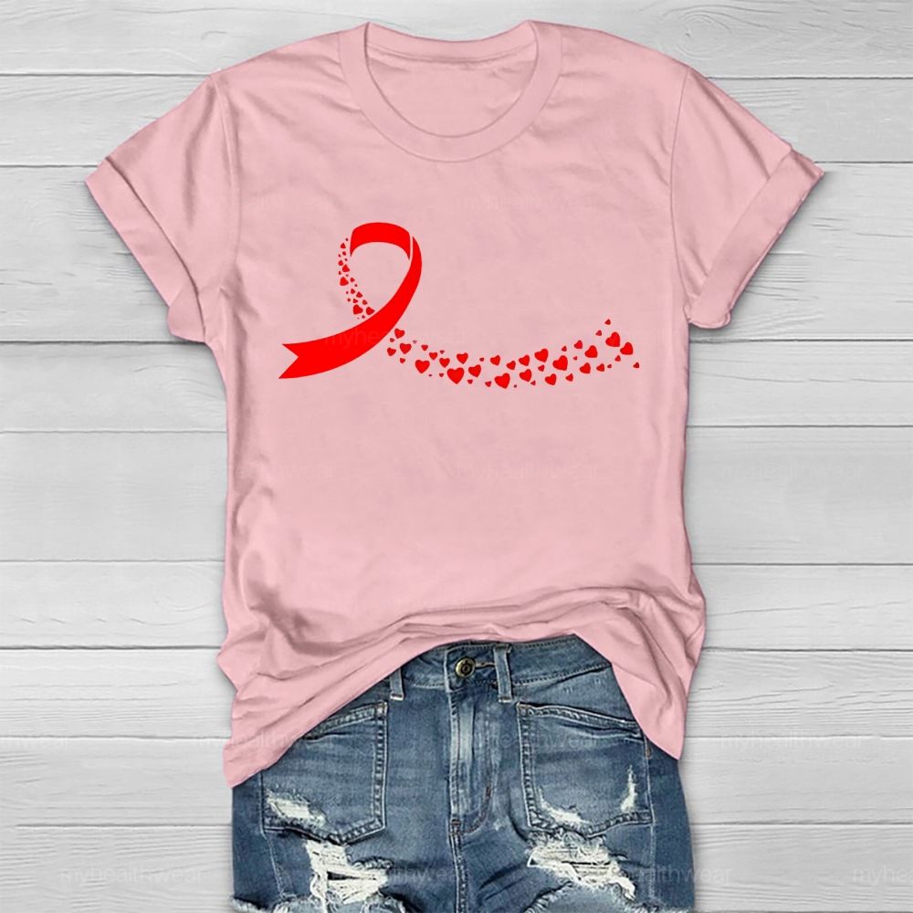 Red Heart Ribbon Graphic  Healthwear T-shirt