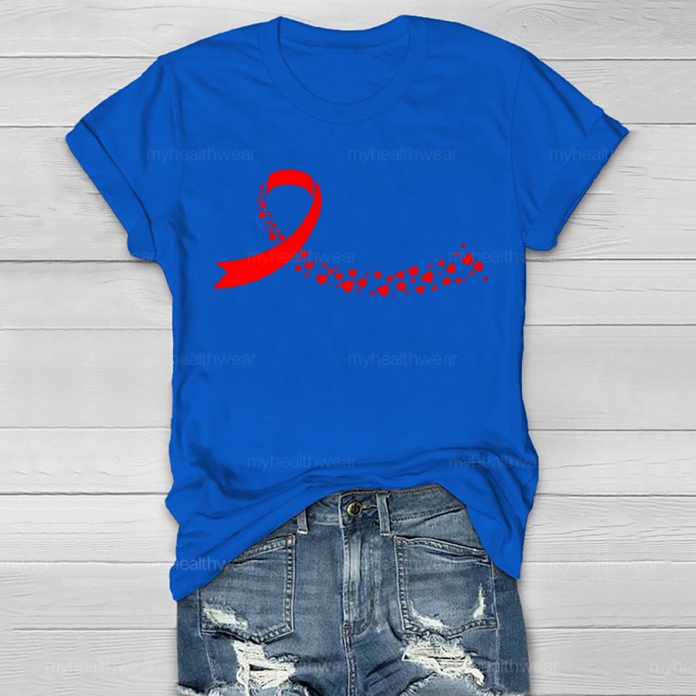 Red Heart Ribbon Graphic  Healthwear T-shirt
