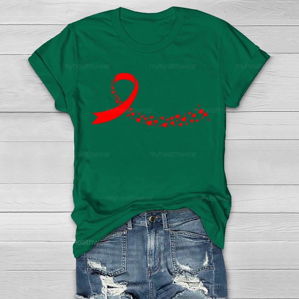 Red Heart Ribbon Graphic  Healthwear T-shirt